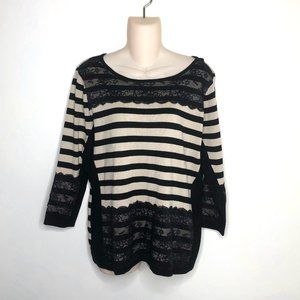 The Limited | Striped Sweater with Lace